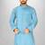 Sky blue slub cotton  kurta with asymmetrical side open patttern