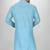 Sky blue slub cotton  kurta with asymmetrical side open patttern