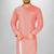 Peach slub cotton  kurta with asymmetrical side open patttern