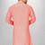 Peach slub cotton  kurta with asymmetrical side open patttern