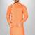 Orange slub cotton  kurta with asymmetrical side open patttern