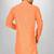 Orange slub cotton  kurta with asymmetrical side open patttern