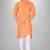 Orange slub cotton  kurta with asymmetrical side open patttern