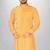 Yellow slub cotton  kurta with asymmetrical side open patttern