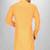 Yellow slub cotton  kurta with asymmetrical side open patttern