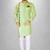 green slub cotton  kurta with asymmetrical side open patttern