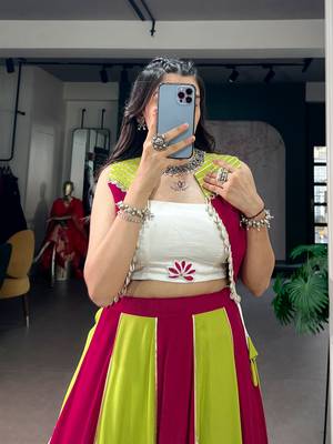 Rayon Contrast Panel Lehenga Set with Koti 2
