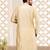 Fawn dupion art silk  kurta with asymmetrical side open patttern
