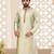 sea green cb dupion art silk  kurta with asymmetrical side open patttern