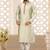 sea green cb dupion art silk  kurta with asymmetrical side open patttern