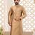 Fawn dupion art silk  kurta with asymmetrical side open patttern