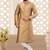 Fawn dupion art silk  kurta with asymmetrical side open patttern