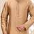 Beige dupion art silk  kurta with asymmetrical side open patttern