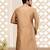 Beige dupion art silk  kurta with asymmetrical side open patttern