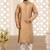 Beige dupion art silk  kurta with asymmetrical side open patttern