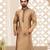 Beige dupion art silk  kurta with plain cotton silk kurta&fancy buttons