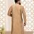 Beige dupion art silk  kurta with plain cotton silk kurta&fancy buttons
