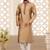 Beige dupion art silk  kurta with plain cotton silk kurta&fancy buttons