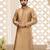 Beige dupion art silk  kurta with cotton silk kurta with hand work on collor button neck and mohri