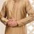 Beige dupion art silk  kurta with cotton silk kurta with hand work on collor button neck and mohri