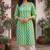 Aqua blue & light green printed cotton kurti