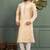 Fawn dupion art silk  kurta with cotton silk kurta with hand work on collor button neck and mohri