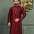 Red dupion art silk  kurta with cotton silk kurta with hand work on collor button neck and mohri