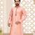 Pink dupion art silk kurta with cotton silk kurta with hand work on collor button neck and mohri