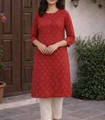 Red printed cotton kurti