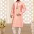 Pink dupion art silk kurta with cotton silk kurta with hand work on collor button neck and mohri