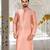 Pink dupion art silk kurta with cotton silk kurta with hand work on collor button neck and mohri