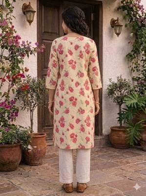 Saka Designs Cream Printed Cotton Kurti 3