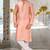 Pink dupion art silk kurta with cotton silk kurta with hand work on collor button neck and mohri