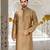 Beige dupion art silk kurta with  cuff and fancy buttons