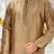 Beige dupion art silk kurta with  cuff and fancy buttons