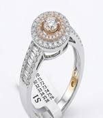 925 sterling silver cubic zirconia round  double halo ring with baguette accent band