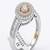 925 sterling silver cubic zirconia round  double halo ring with baguette accent band