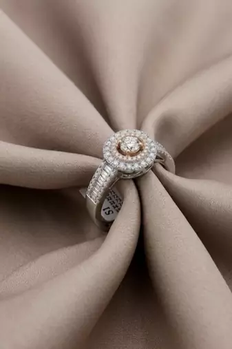 925 sterling silver cubic zirconia round  double halo ring with baguette accent band