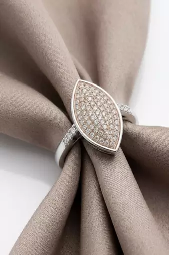 925 sterling silver cubic zirconia marquise-shaped pavé  statement ring