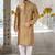Beige dupion art silk kurta with  cuff and fancy buttons