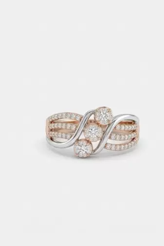 925 sterling silver cubic zirconia three-stone cz crossover ring with pavé bands
