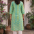 Aqua blue & light green printed cotton kurti