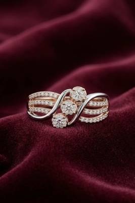 925 sterling silver cubic zirconia three-stone cz crossover ring with pavé bands 2