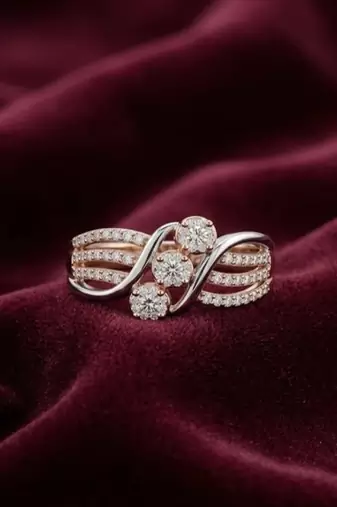 925 sterling silver cubic zirconia three-stone cz crossover ring with pavé bands