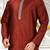 Red dupion art silk  kurta with handwork in collar and button line