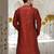 Red dupion art silk  kurta with handwork in collar and button line