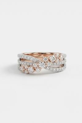 925 sterling silver cubic zirconia floral cluster cz crossover ring with pavé bands 1