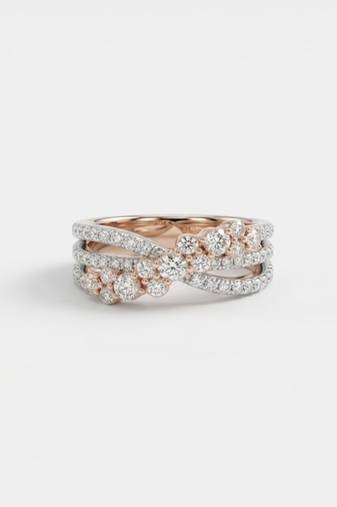 925 sterling silver cubic zirconia floral cluster cz crossover ring with pavé bands