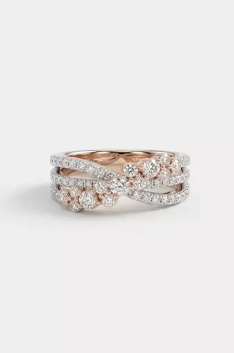 925 sterling silver cubic zirconia floral cluster cz crossover ring with pavé bands