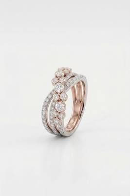 925 sterling silver cubic zirconia floral cluster cz crossover ring with pavé bands 2